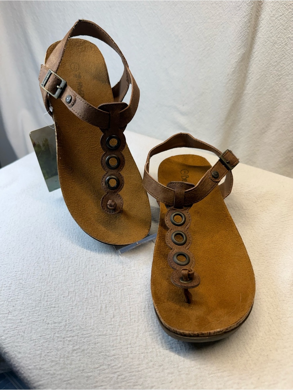 Forest Fairy BearPaw Brown Faux Suede T-Strap Sandals with Ring Detail Hippiesk
